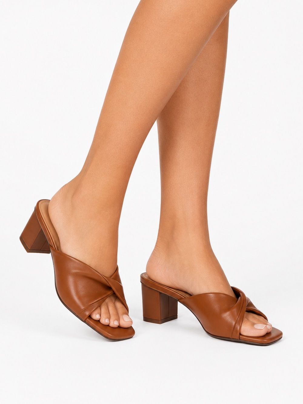 Torrid Cognac Twist Front Heeled Mules Women’s Size 11M